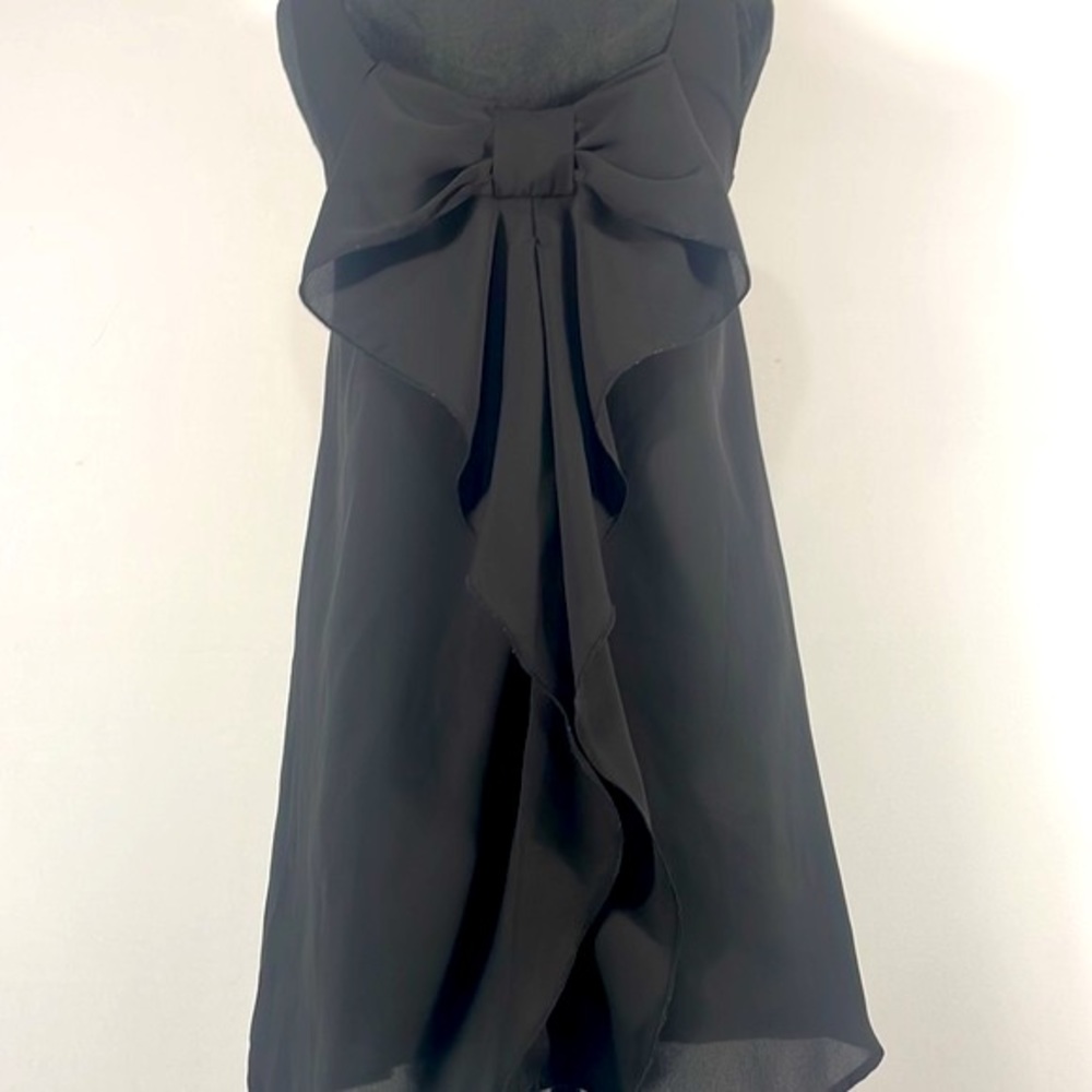 Miami Black Back Bow Dress, Small, Sheer with slip,mini, little black dress - Picture 9 of 10